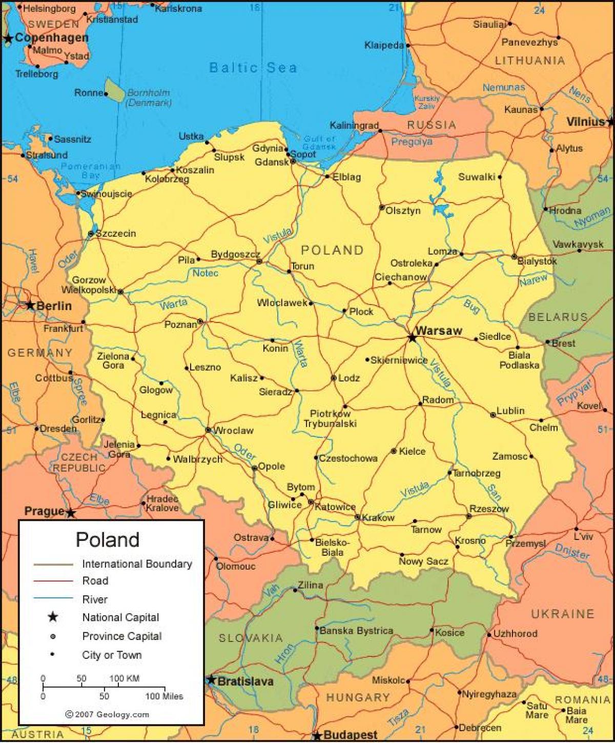 خريطة بولندا الحدود