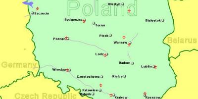 خريطة بولندا عرض المطارات